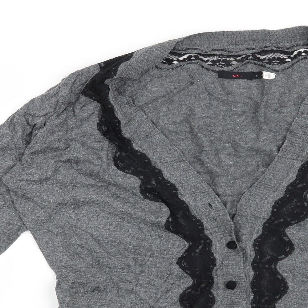 Lux Womens Grey   Cardigan Jumper Size L