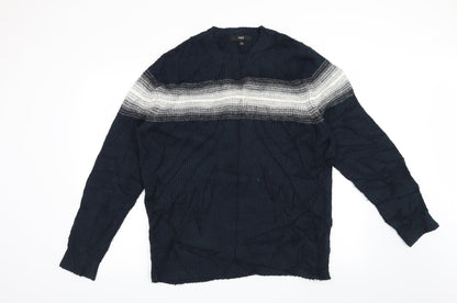 Marks and Spencer Mens Blue Striped  Pullover Jumper Size L