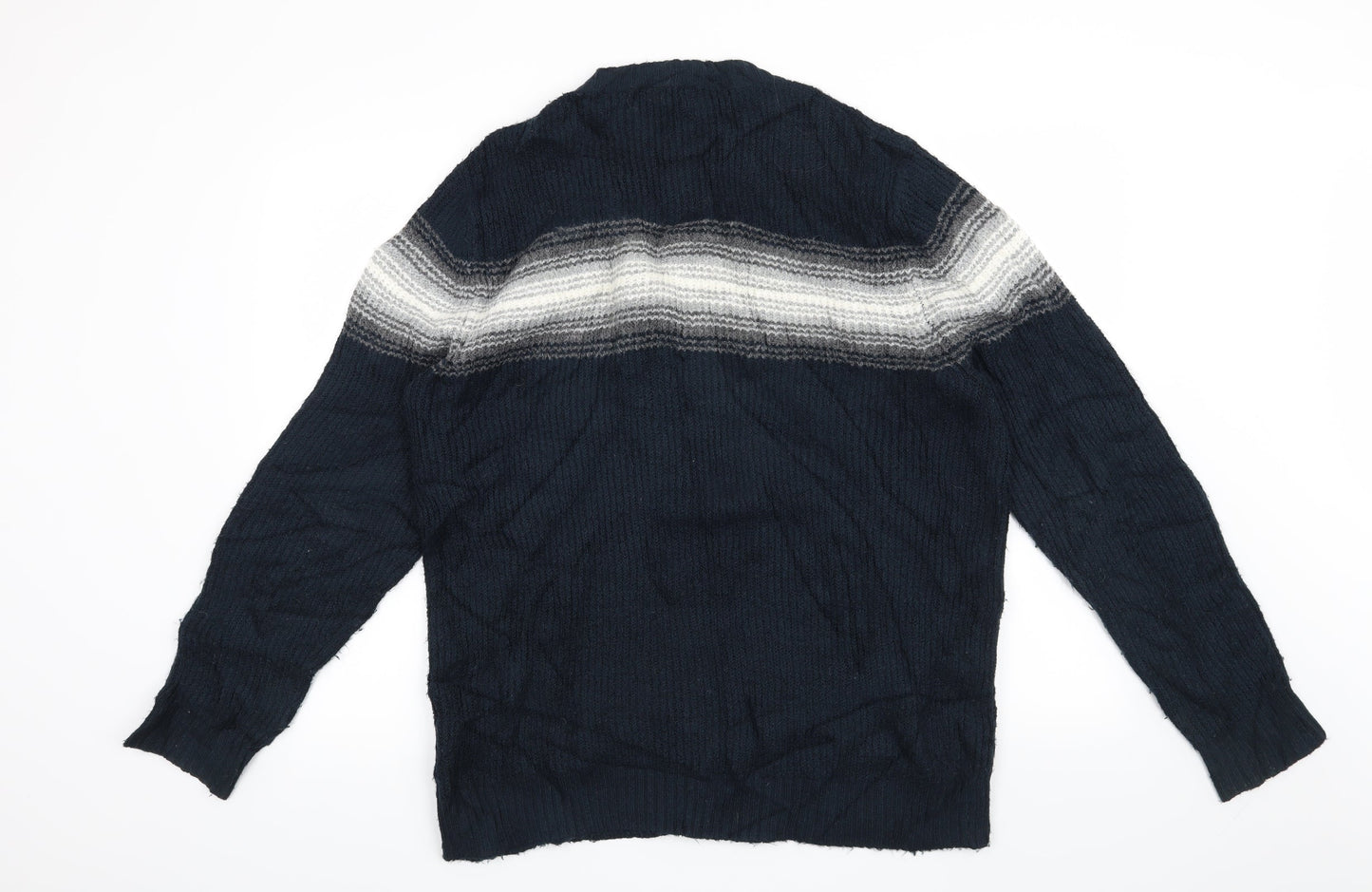 Marks and Spencer Mens Blue Striped  Pullover Jumper Size L