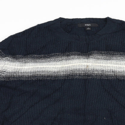 Marks and Spencer Mens Blue Striped  Pullover Jumper Size L