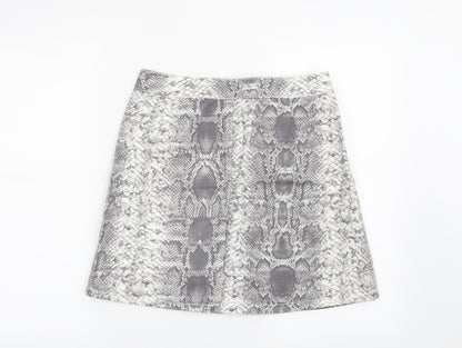 New Look Womens Grey Animal Print  Mini Skirt Size 10