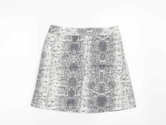 New Look Womens Grey Animal Print  Mini Skirt Size 10