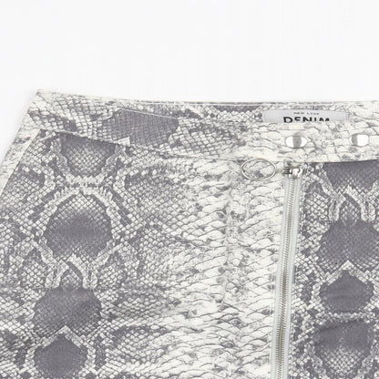 New Look Womens Grey Animal Print  Mini Skirt Size 10