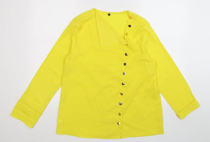 Womens UK Size M Preworn Yellow Basic Button-Up