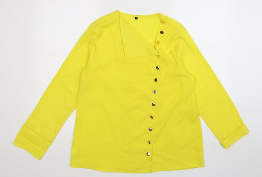 Womens UK Size M Preworn Yellow Basic Button-Up
