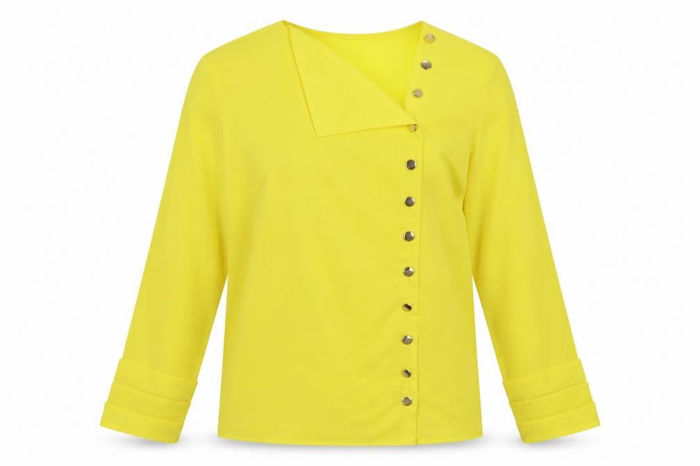 Womens UK Size M Preworn Yellow Basic Button-Up