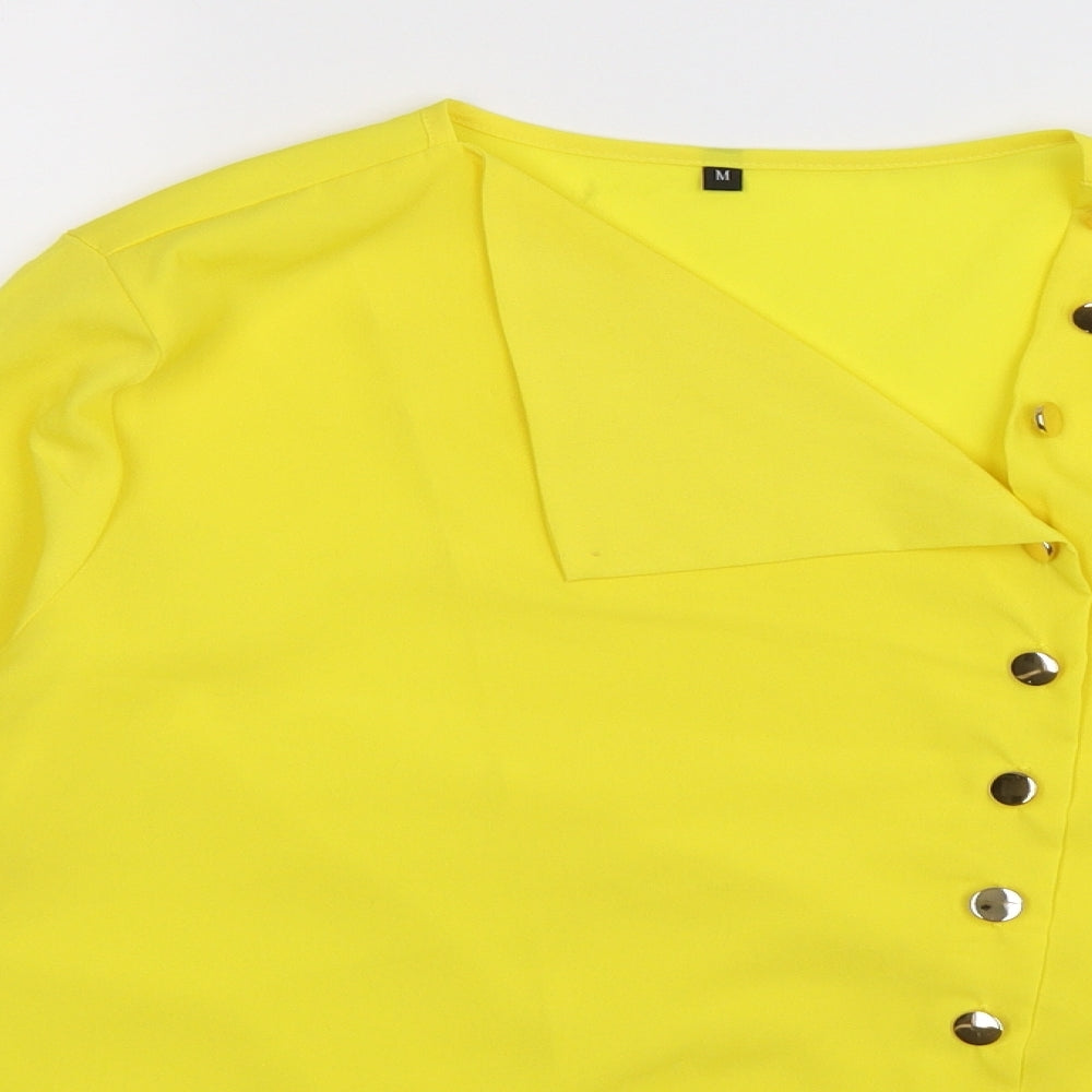 Womens UK Size M Preworn Yellow Basic Button-Up