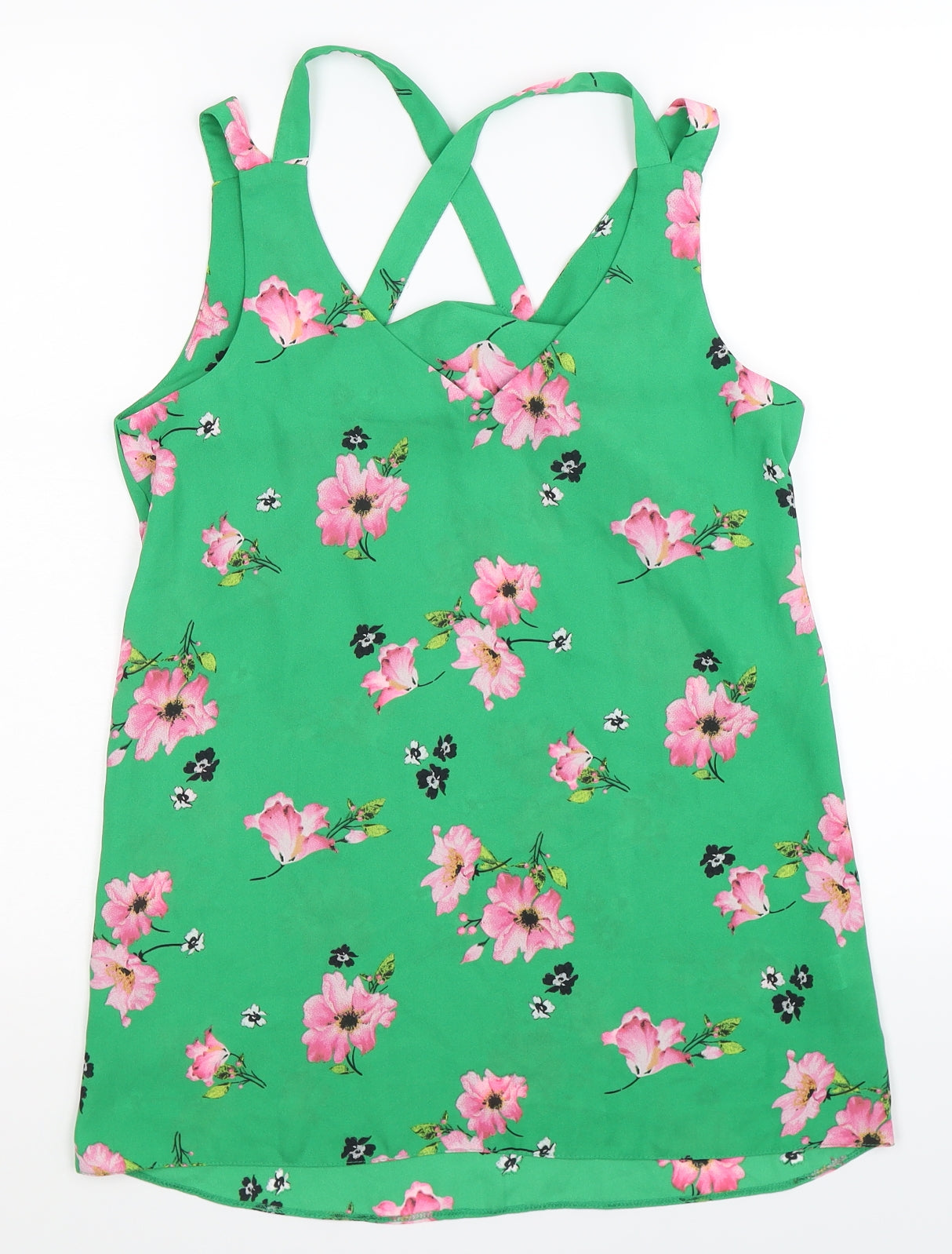 F&F Womens Green Floral  Basic Tank Size 6