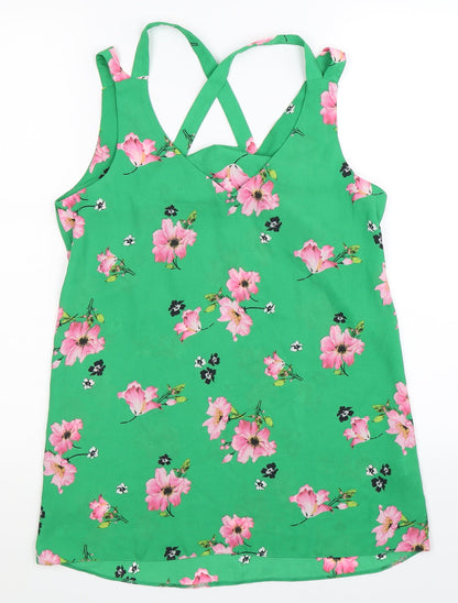 F&F Womens Green Floral  Basic Tank Size 6