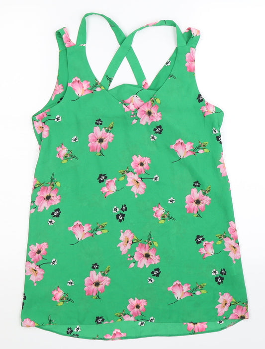 F&F Womens Green Floral  Basic Tank Size 6