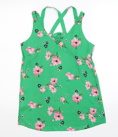 F&F Womens Green Floral  Basic Tank Size 6