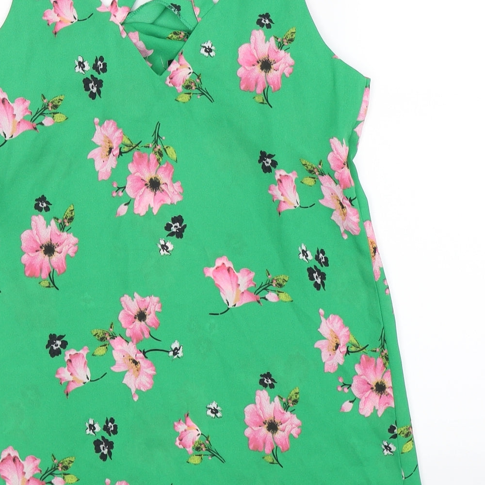 F&F Womens Green Floral  Basic Tank Size 6