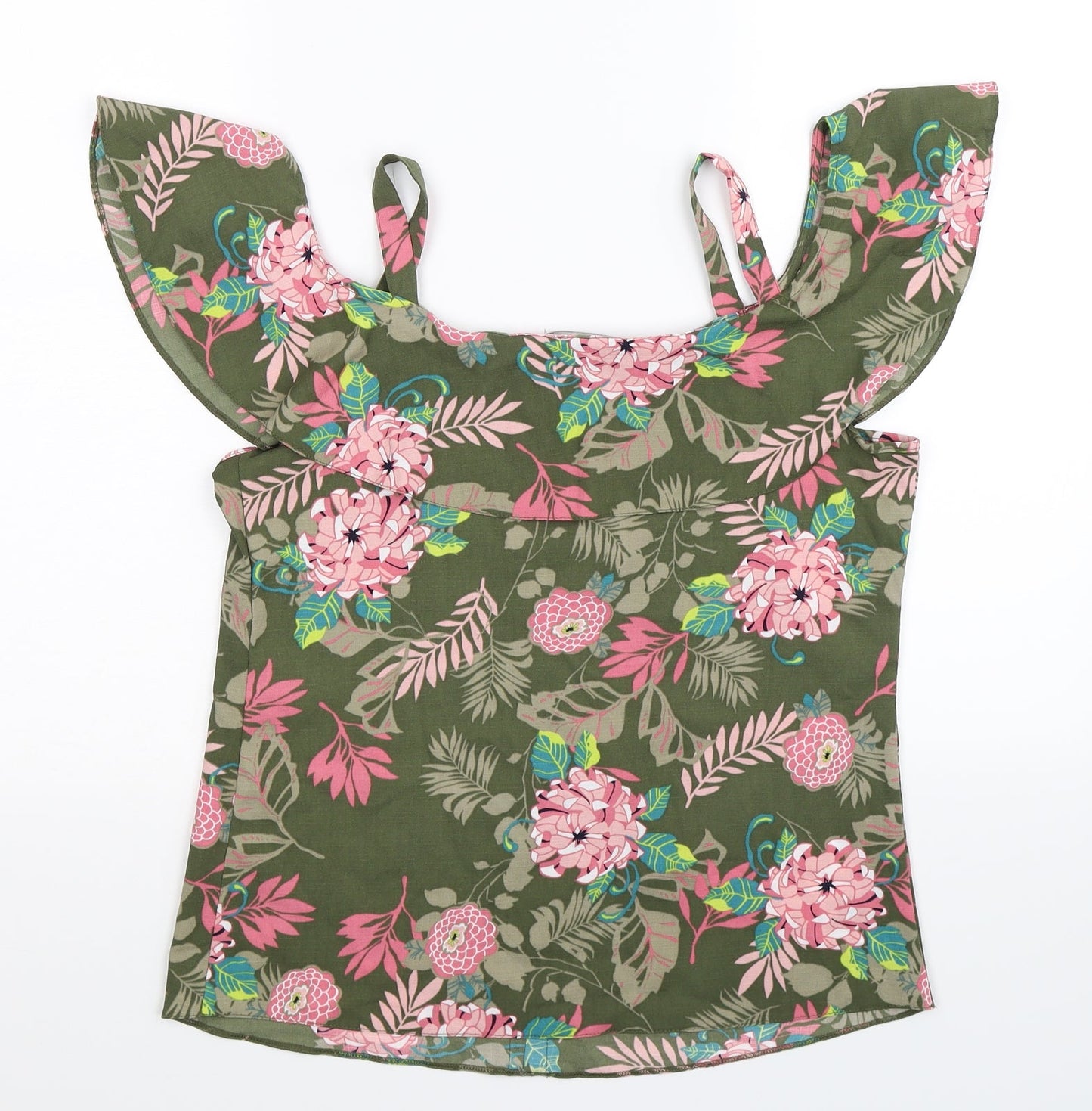 George Womens Green Floral  Basic Blouse Size 8