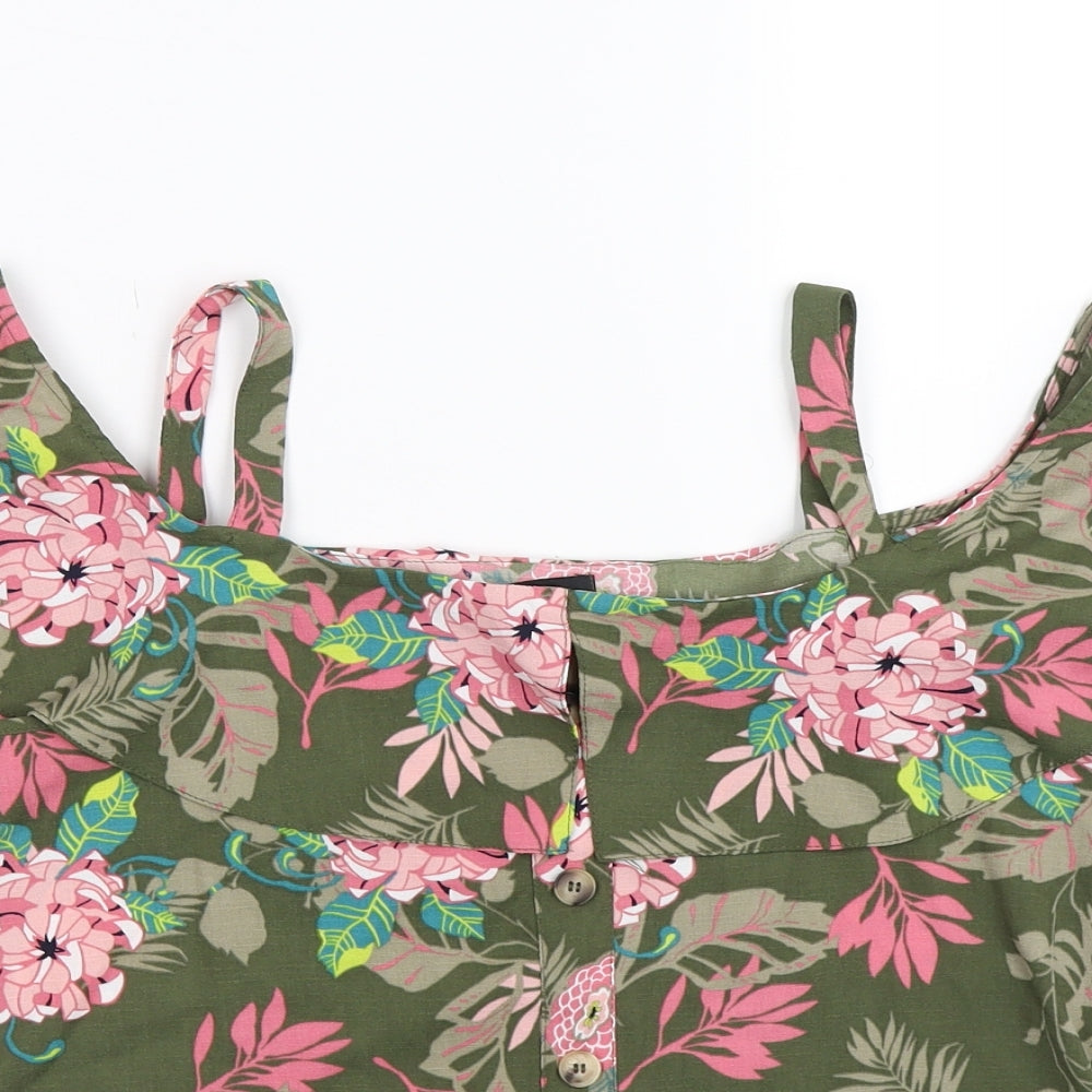 George Womens Green Floral  Basic Blouse Size 8