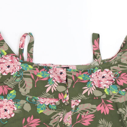 George Womens Green Floral  Basic Blouse Size 8