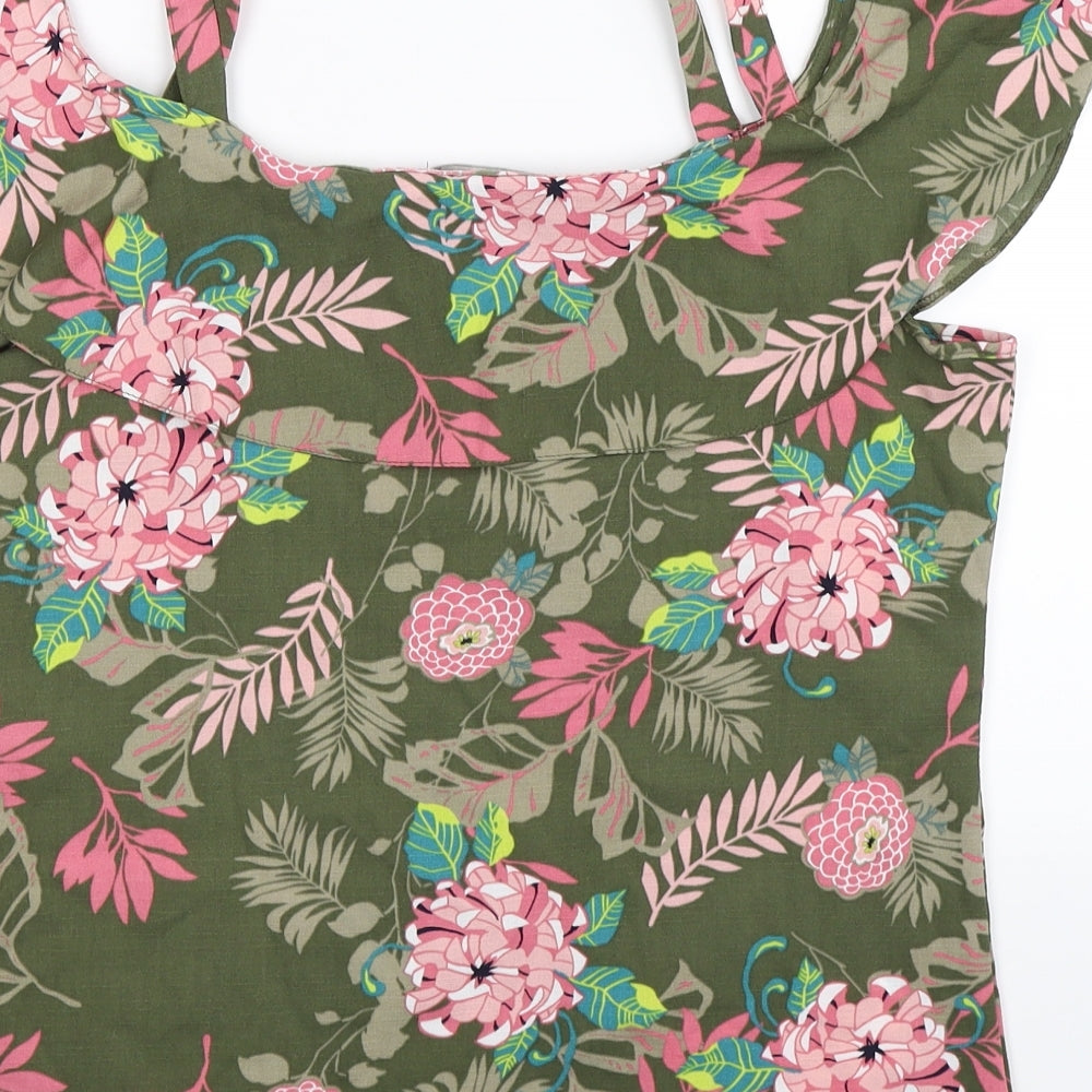 George Womens Green Floral  Basic Blouse Size 8