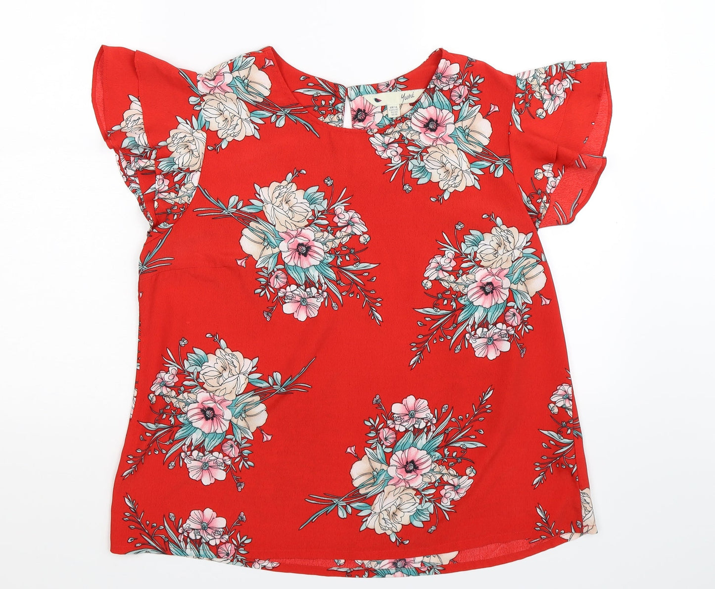 Womens UK Size 14 Yumi Red Basic Blouse