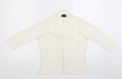 ALEX Womens White  Knit Cardigan Jumper Size 10