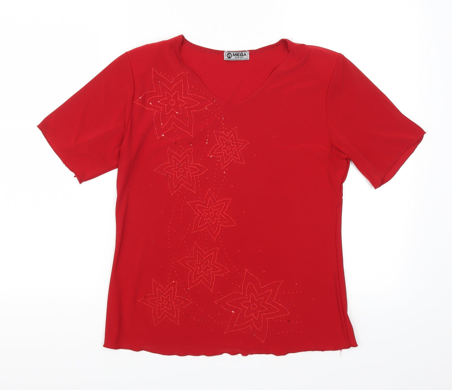 mega designs Womens Red   Basic Blouse Size S