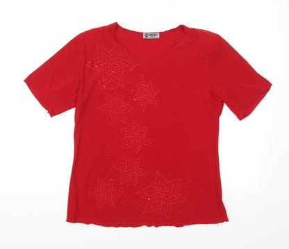 mega designs Womens Red   Basic Blouse Size S