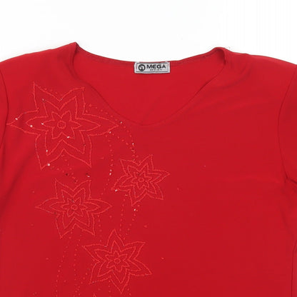 mega designs Womens Red   Basic Blouse Size S