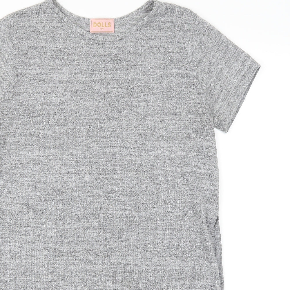 Womens UK Size S dolls Grey Basic T-Shirt