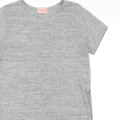 Womens UK Size S dolls Grey Basic T-Shirt