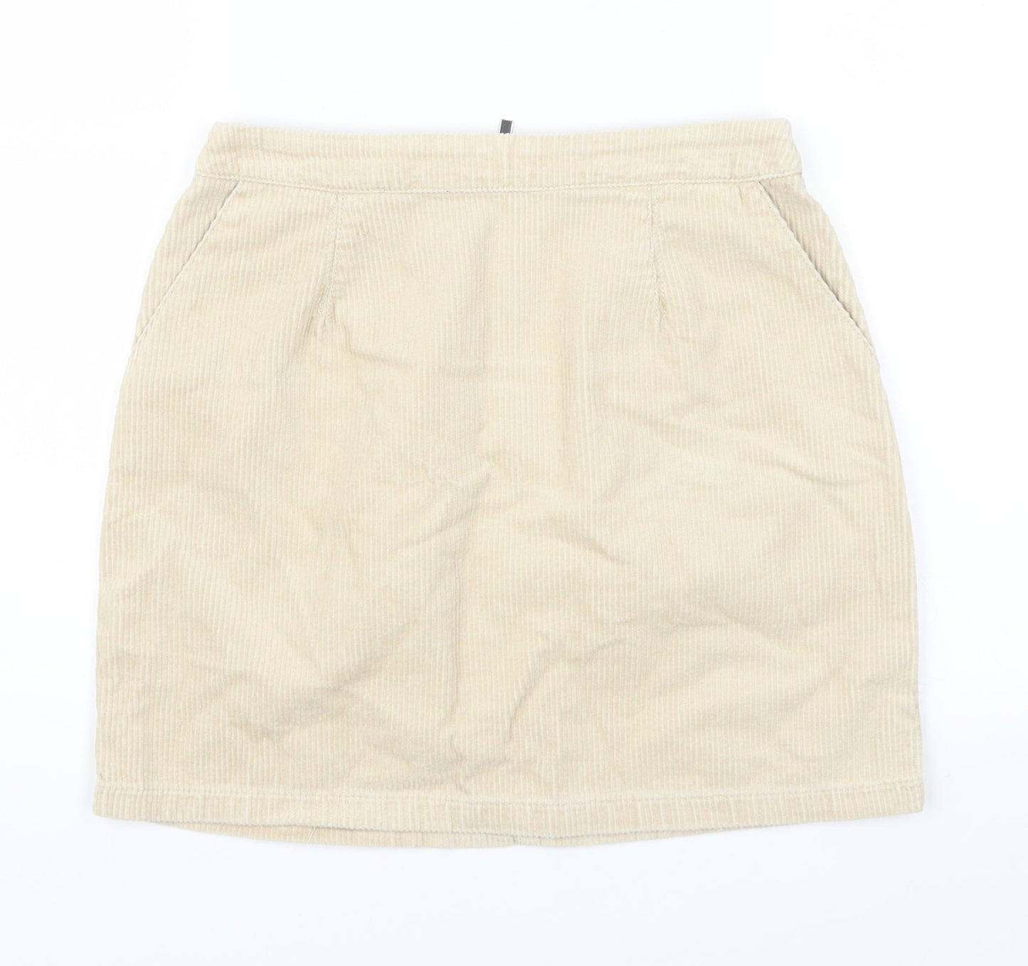 New Look Womens Beige  Corduroy A-Line Skirt Size 6