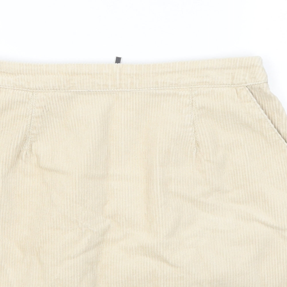 New Look Womens Beige  Corduroy A-Line Skirt Size 6