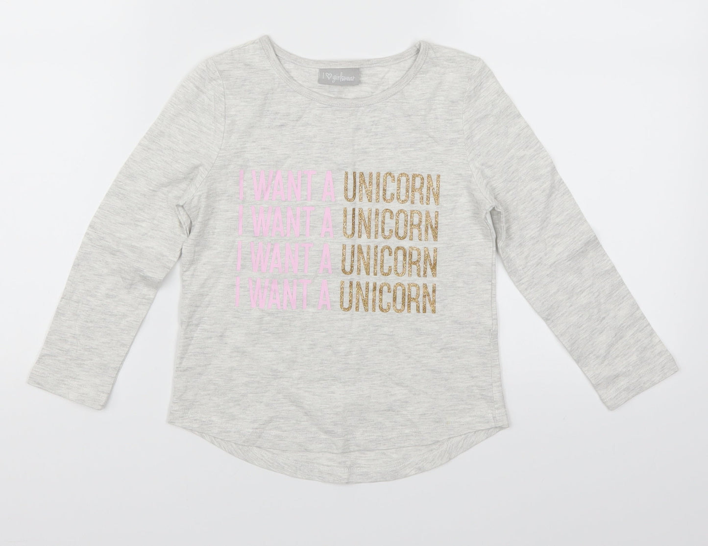 I love girls wear Girls Grey   Basic T-Shirt Size 5 Years