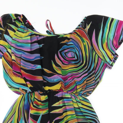 Purple Womens Black Striped  Fit & Flare  Size M