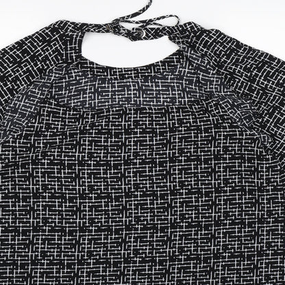 Nutmeg Womens Black Check Chiffon Basic Blouse Size 14