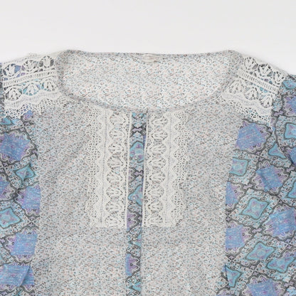 Matalan Womens Blue Geometric Chiffon Basic Blouse Size 12