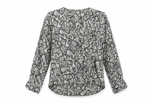 Womens UK Size 6 New Look Grey Wrap Blouse