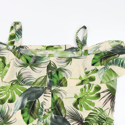 George Womens Green Floral Chiffon Basic Blouse Size 8