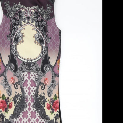 Miss Selfridge Womens Purple Floral Rayon Bodycon  Size 8
