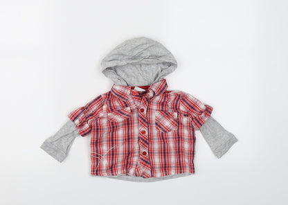 Cherokee Boys Red Check  Basic Button-Up Size 6-9 Months