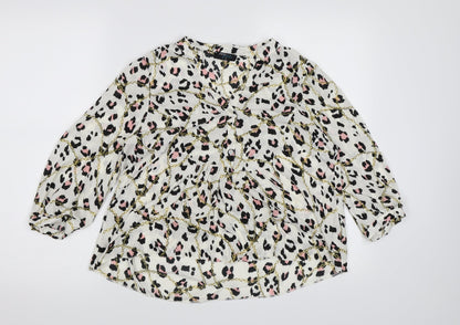 Womens UK Size 8 Papaya White Basic Blouse