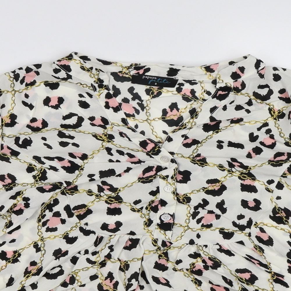 Womens UK Size 8 Papaya White Basic Blouse