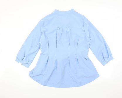 Womens UK Size XL Fashion Blue Basic Blouse