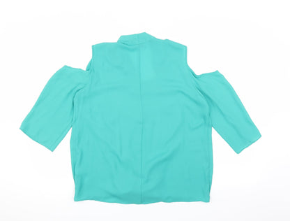 Womens UK Size 14 Soon Green Basic Blouse