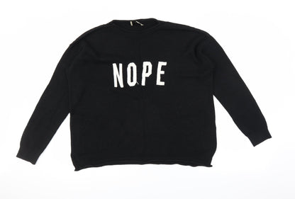 Papaya Womens Black  Knit Pullover Jumper Size M