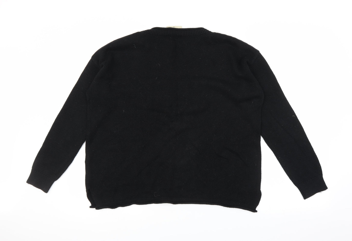 Papaya Womens Black  Knit Pullover Jumper Size M
