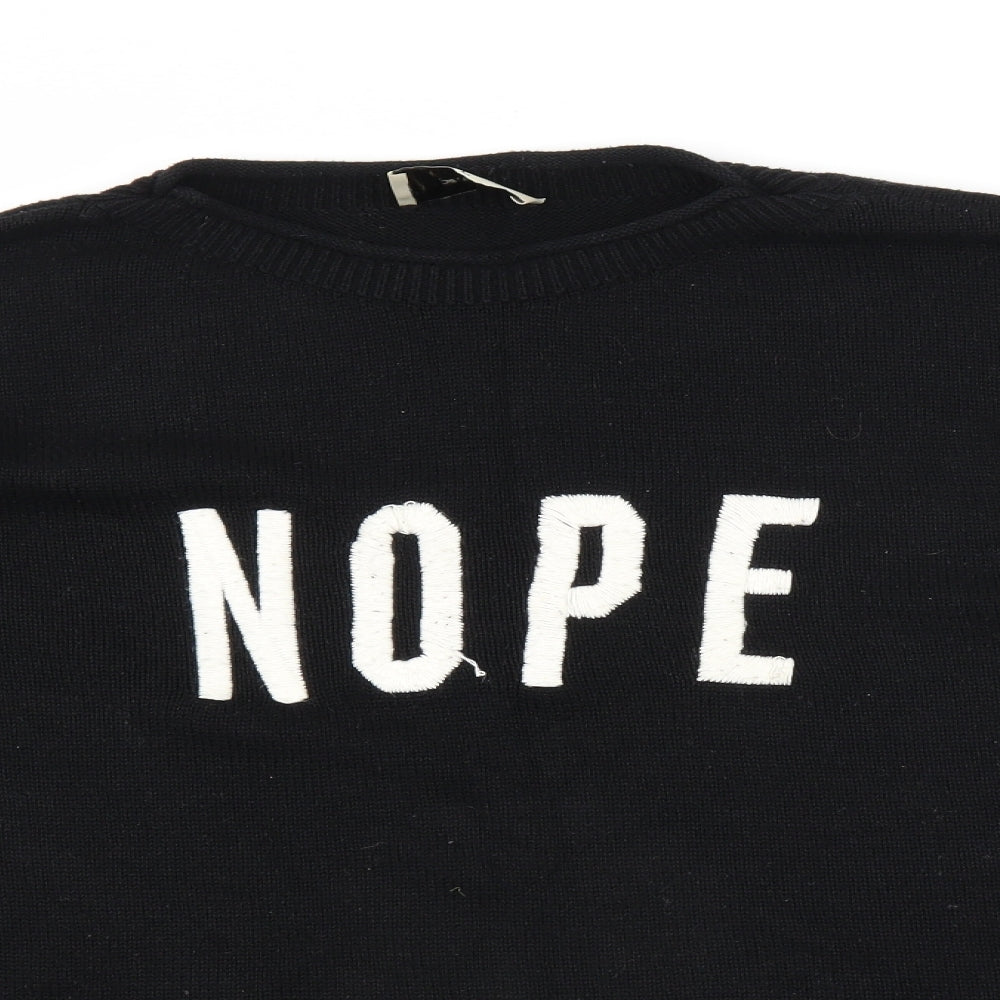 Papaya Womens Black  Knit Pullover Jumper Size M