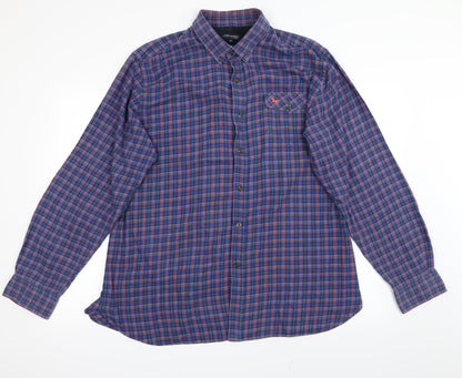 Mens UK Size XL Hampton Blue  Button-Up Long Sleeve Casual Shirt