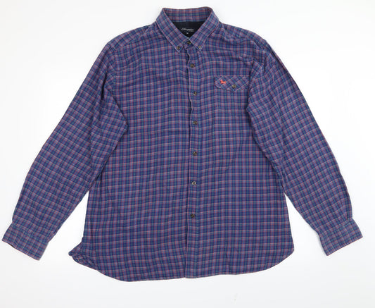 Mens UK Size XL Hampton Blue  Button-Up Long Sleeve Casual Shirt