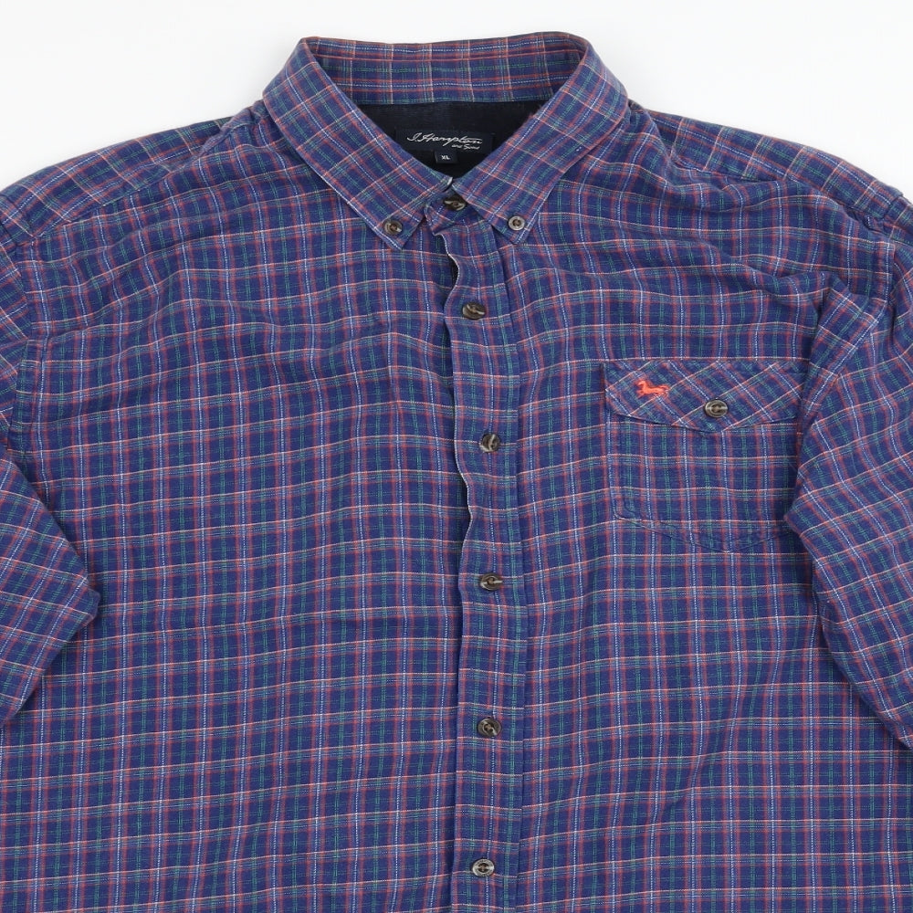 Mens UK Size XL Hampton Blue  Button-Up Long Sleeve Casual Shirt