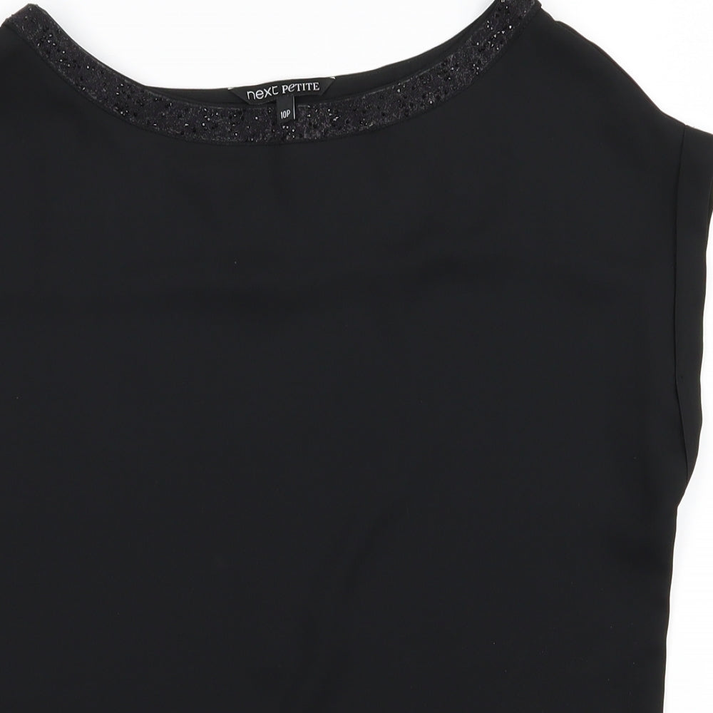 Womens UK Size 10 NEXT Black Basic Button-Up