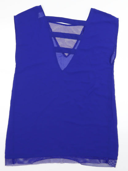 Womens UK Size L River Island Blue Basic Tank