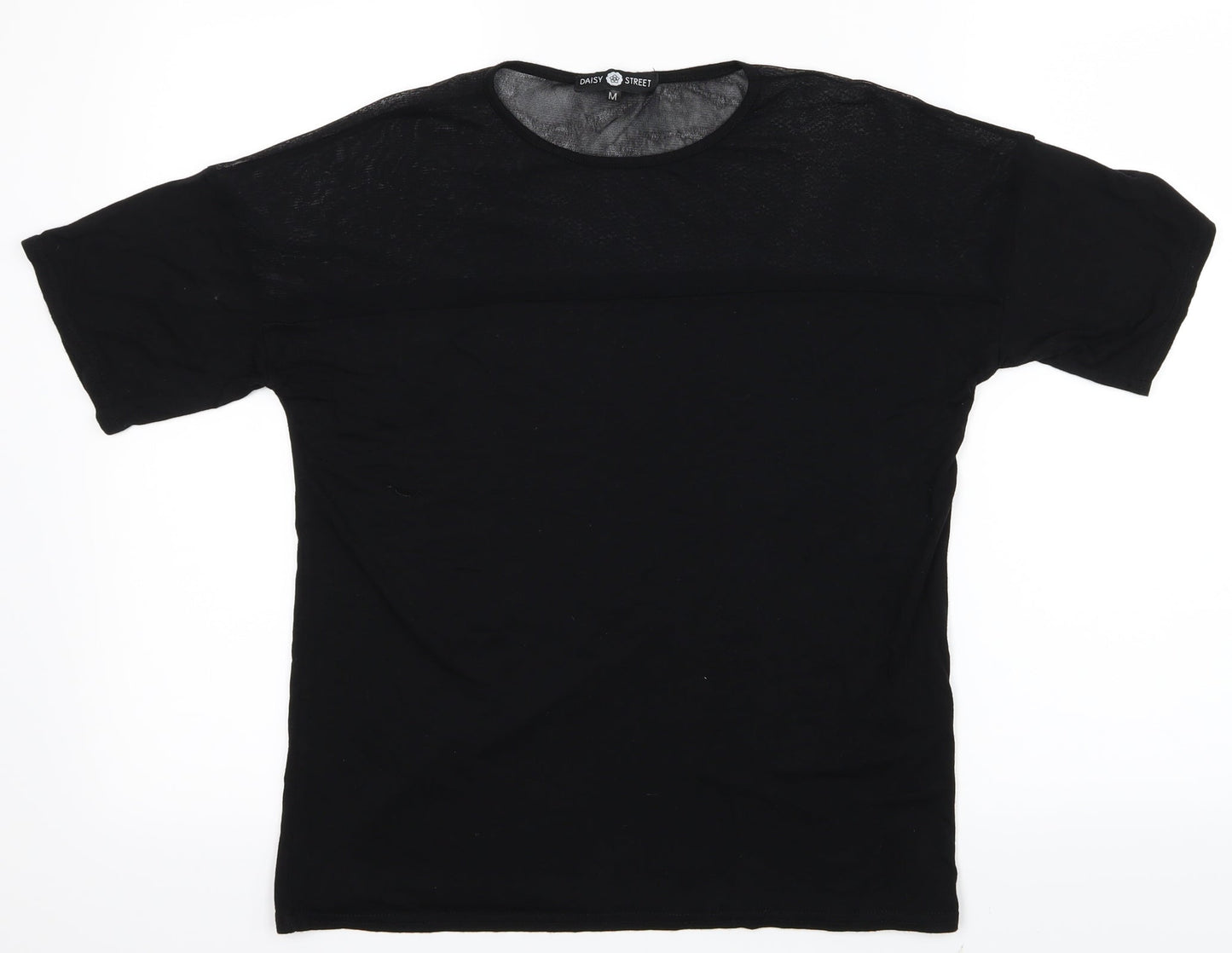 Womens UK Size M Daisy Street Black Basic T-Shirt